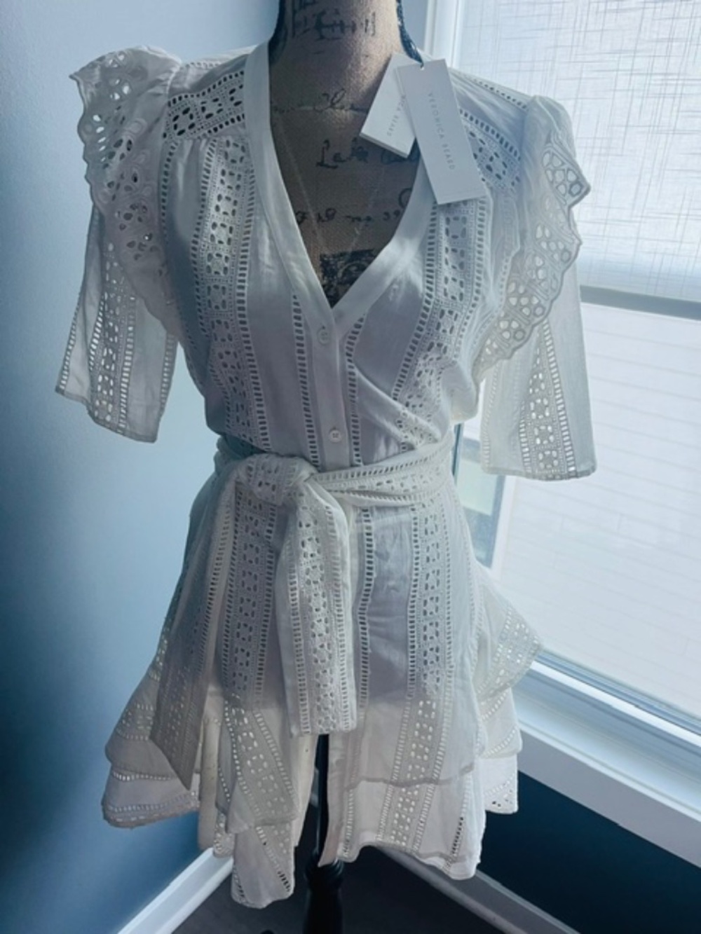 Veronica Beard White Eyelet Mini Dress (NWT)